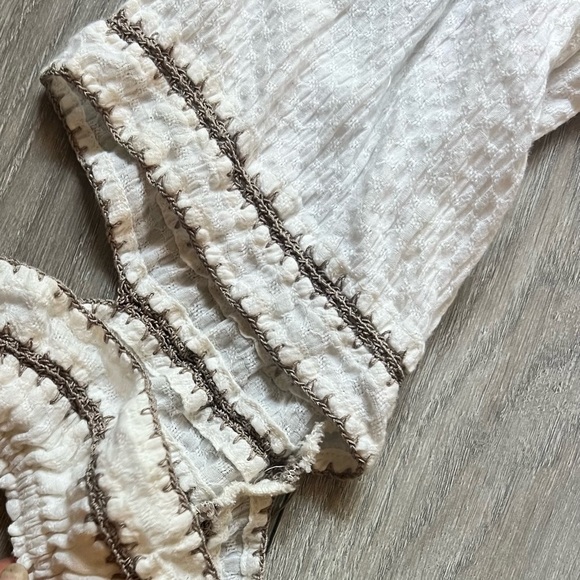 Sundance Peasant Top Embroidered|tunic cream Ivory| boho Sz XS oversized - Picture 3 of 14
